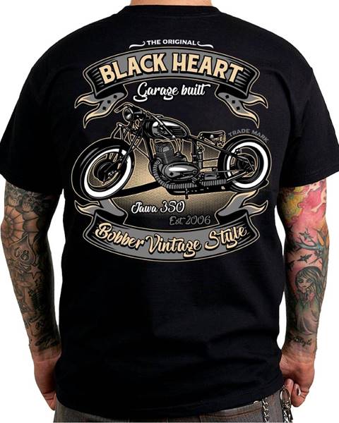 BLACKHEART Tričko BLACK HEART Bobber 350 čierna - M